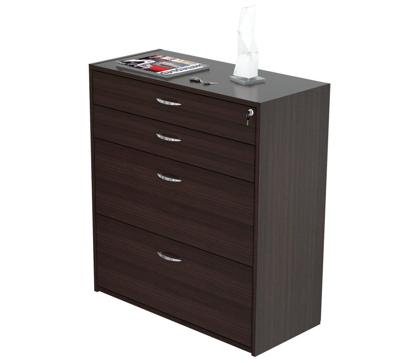 Espresso Wood Finish Four Drawer Filing Cabinet - AFS