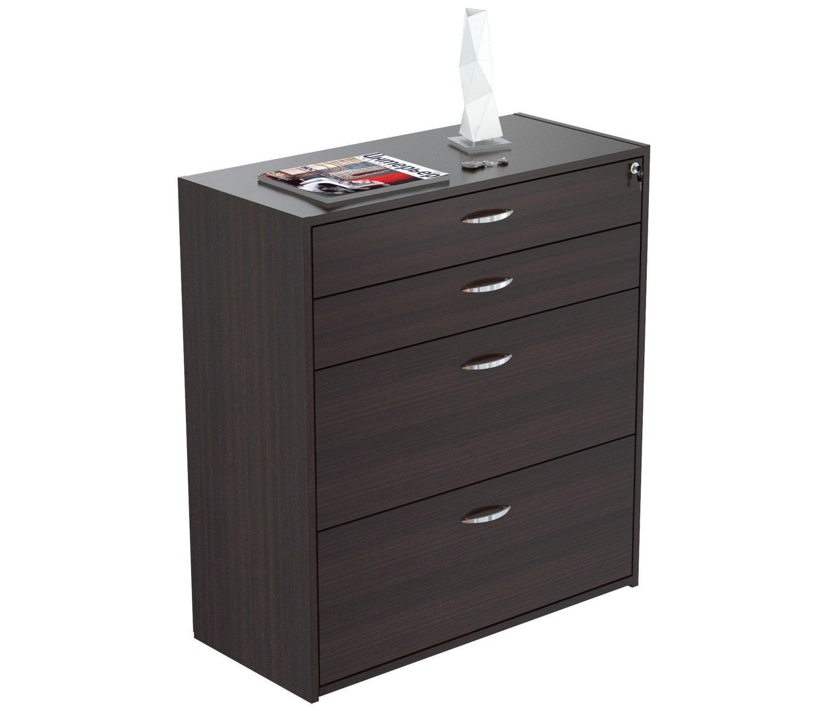 Espresso Wood Finish Four Drawer Filing Cabinet - AFS