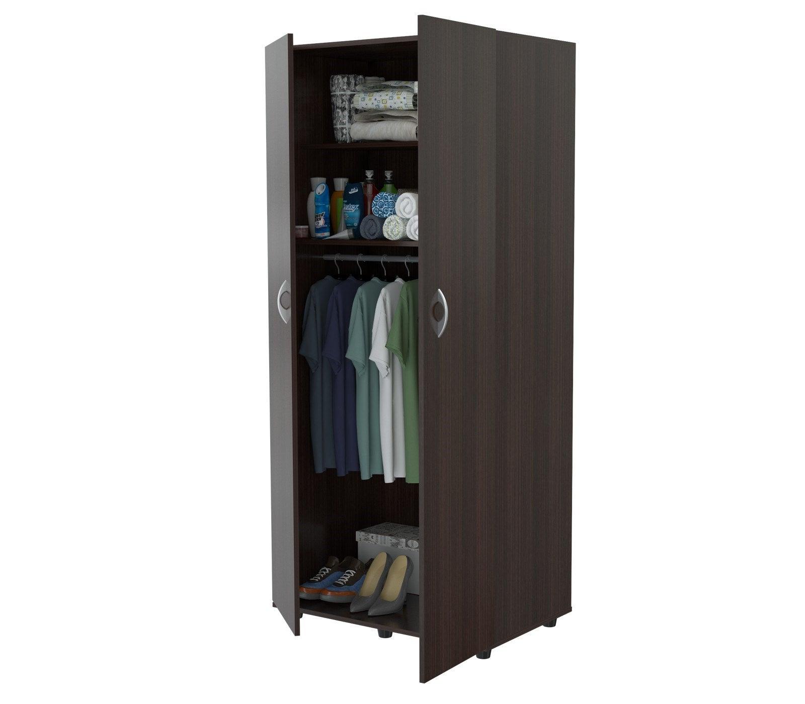 Espresso Finish Wood Wardrobe with Two Doors - AFS