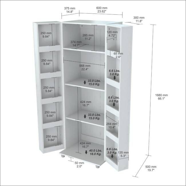 White Finish Wood Storage Cabinet with Two Doors - AFS