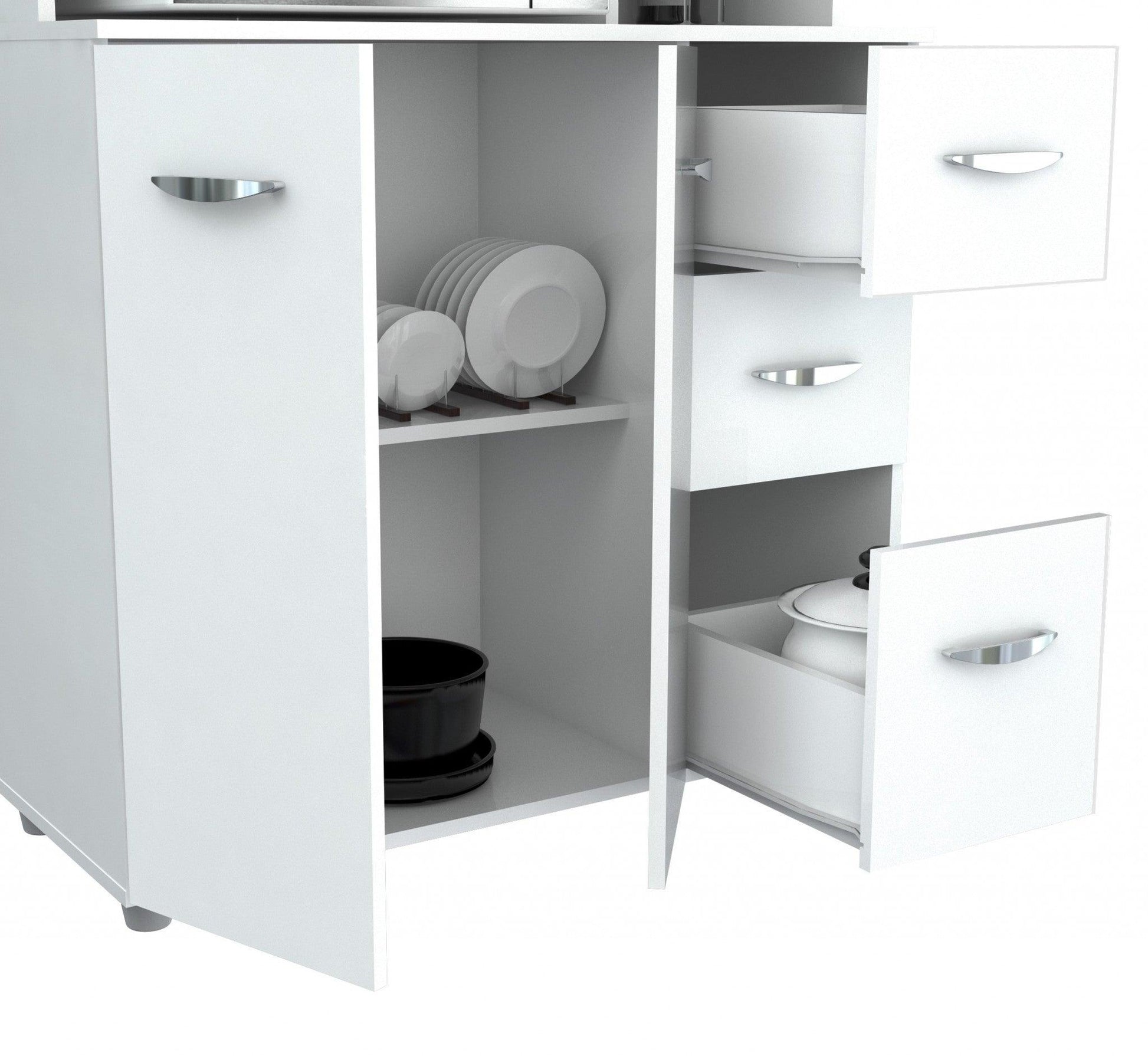 White Finish Wood Kitchen Storage Cabinet - AFS