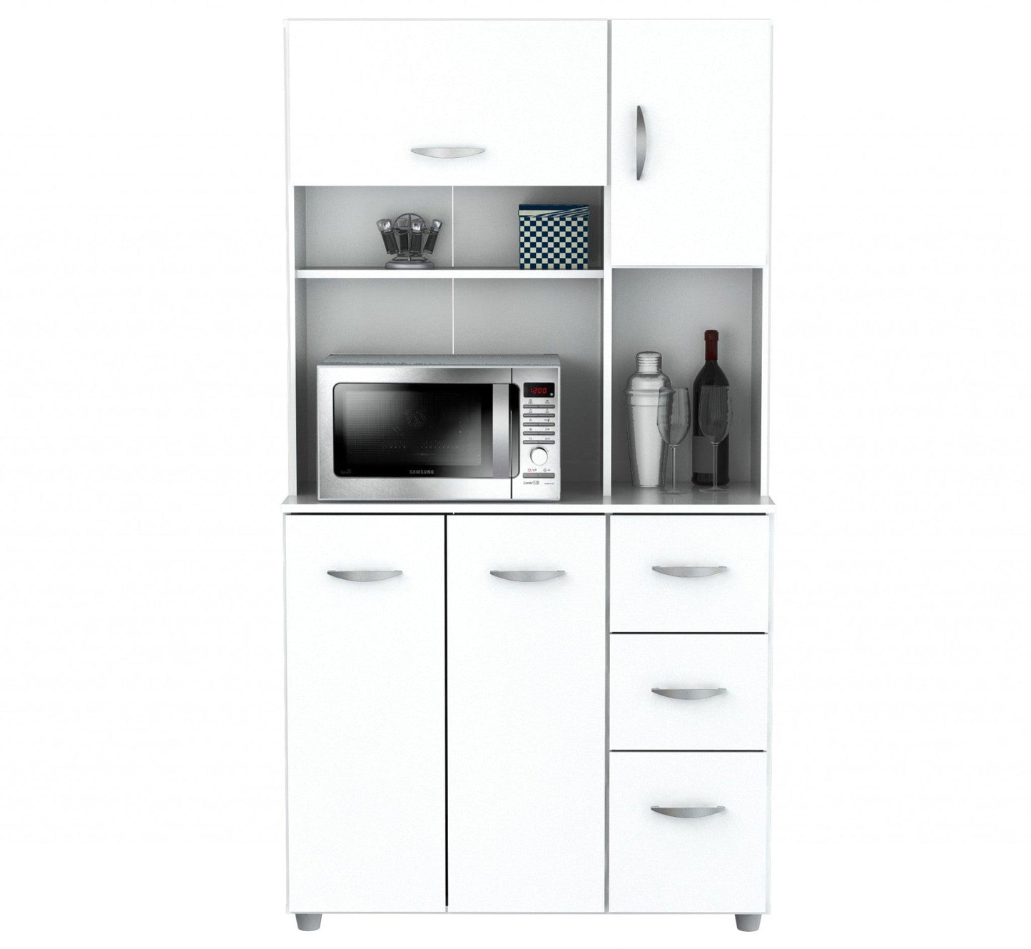 White Finish Wood Kitchen Storage Cabinet - AFS