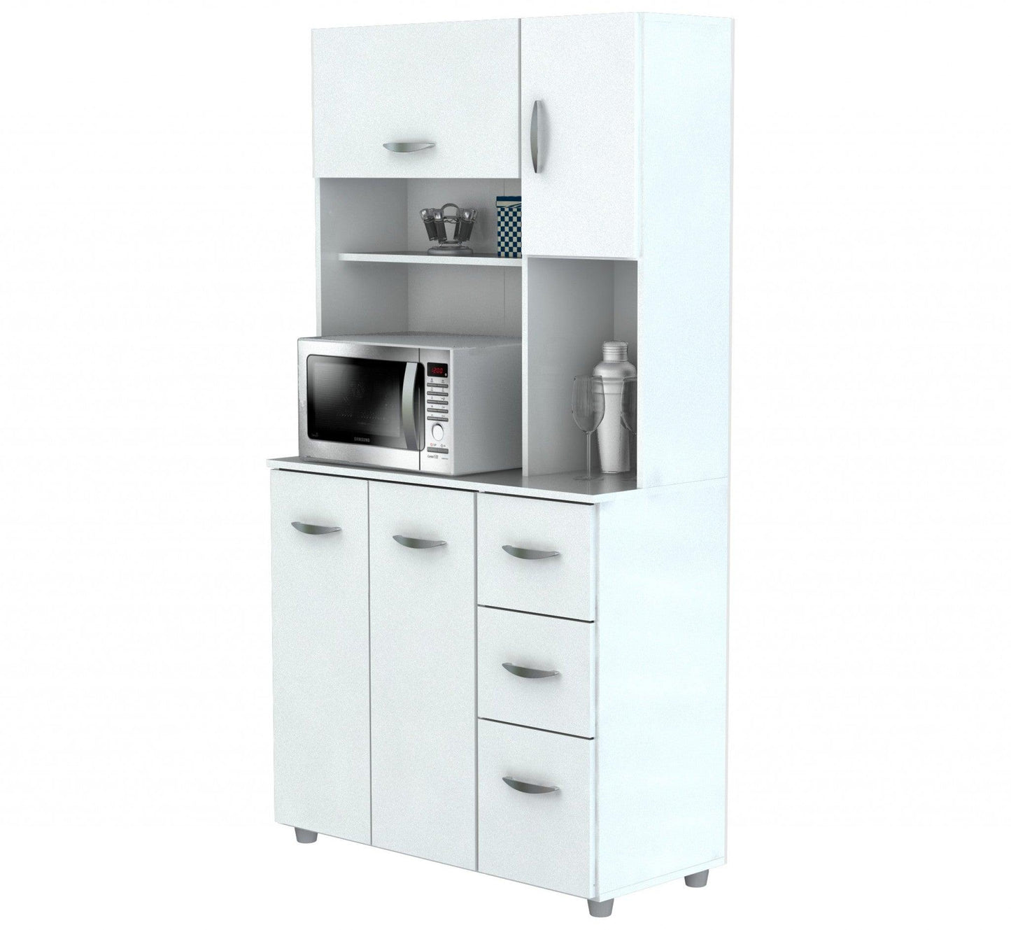 White Finish Wood Kitchen Storage Cabinet - AFS