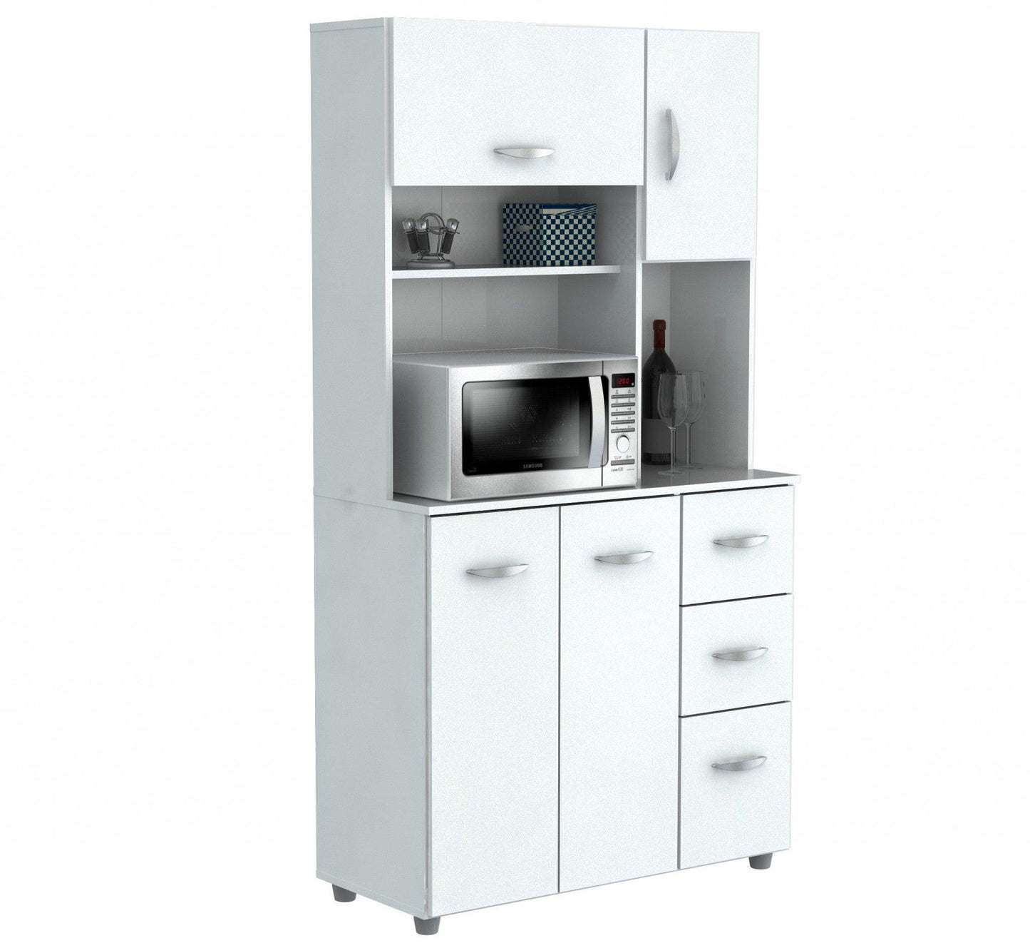 White Finish Wood Kitchen Storage Cabinet - AFS