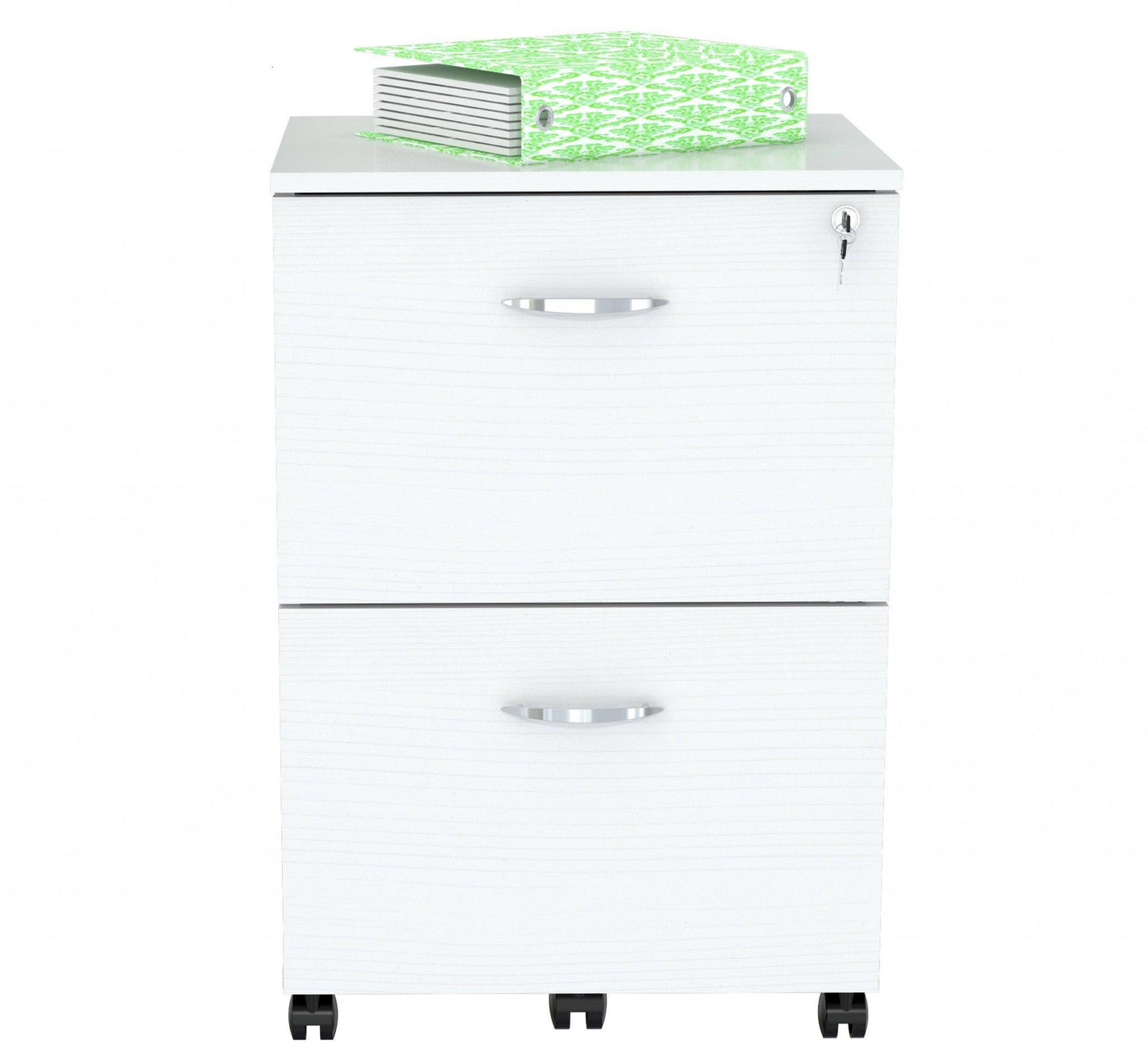 White Finish Wood Two Drawer Filing Cabinet - AFS