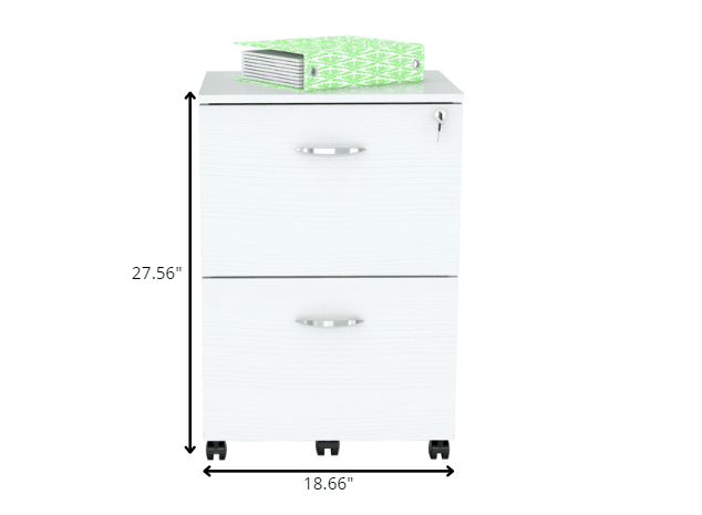 White Finish Wood Two Drawer Filing Cabinet - AFS