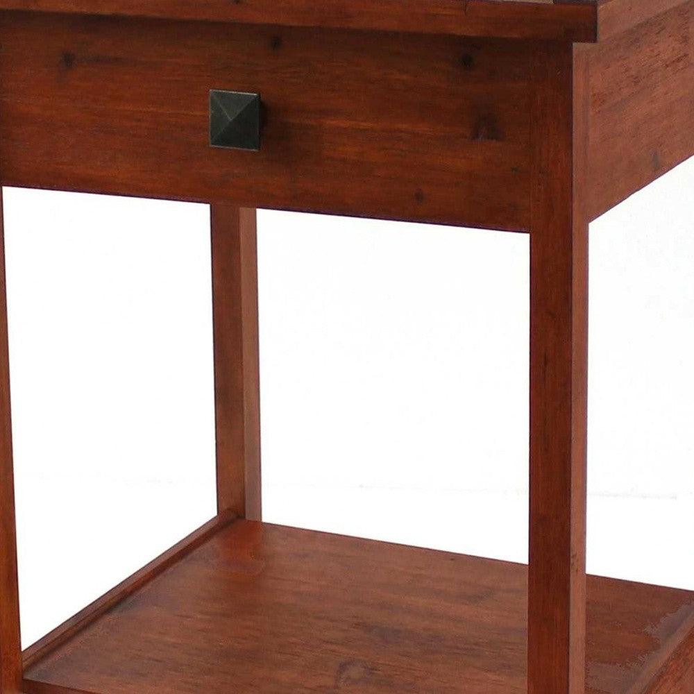 15 x 18 x 24 Cherry 1 Drawer Rustic Wooden - Accent Table - AFS