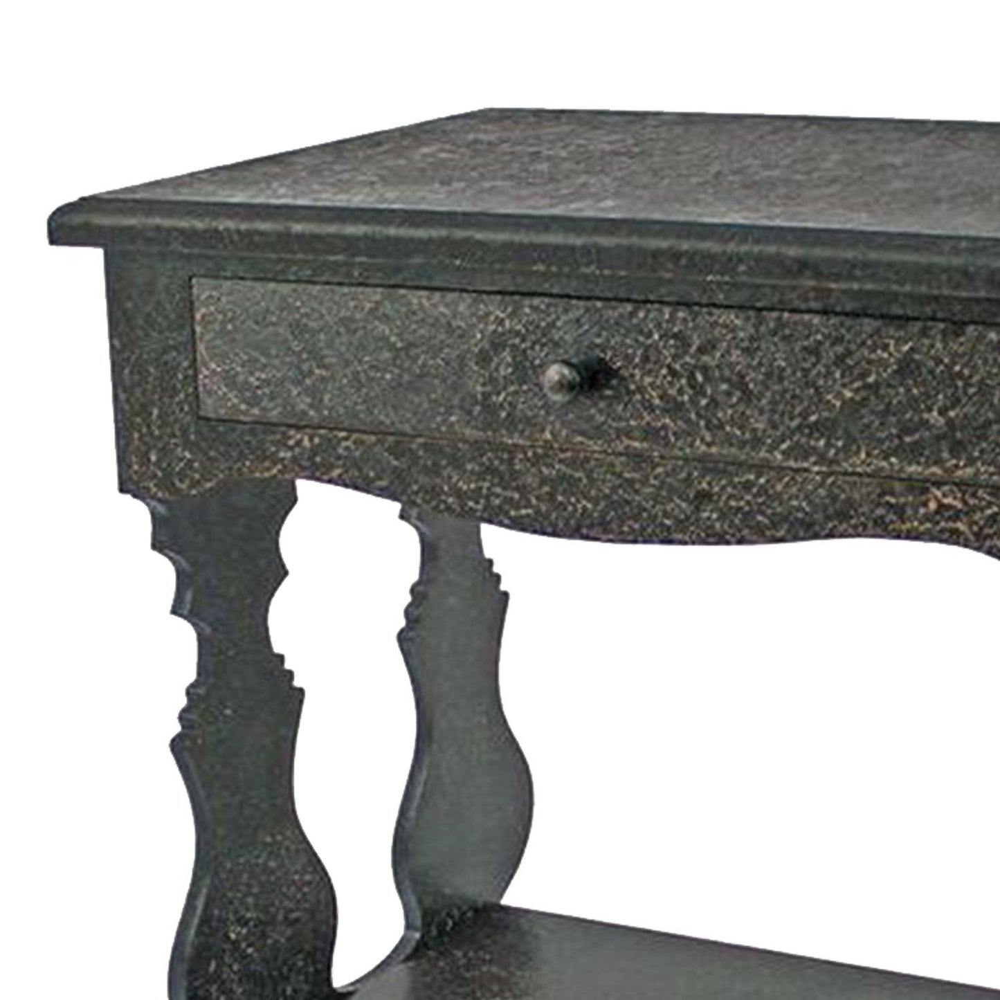 14 x 28 x 29 Black 1 Drawer Vintage Wooden - Accent Table - AFS