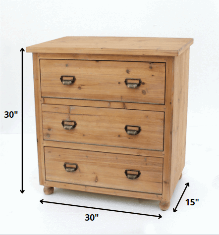 15 x 30 x 30 Natural 3 Drawer Minimalist Loft Wood - Filing Cabinet