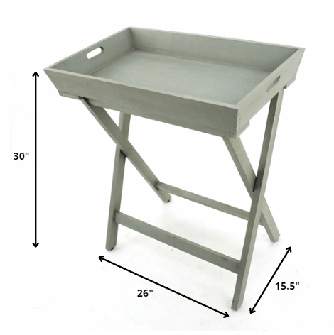 15.5 x 26 x 30 Gray Light Blue Wooden - Serving Table - AFS