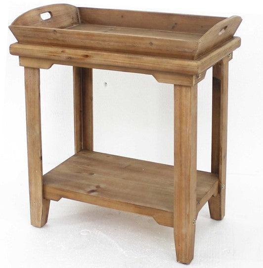 18" x 23" x 18" Natural, Rustic, Wooden - Table With Serving Tray Top - AFS