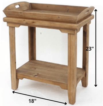 18" x 23" x 18" Natural, Rustic, Wooden - Table With Serving Tray Top - AFS