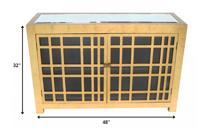 16 x 48 x 32 Gold Rustic Lattice Wood - Cabinet - AFS