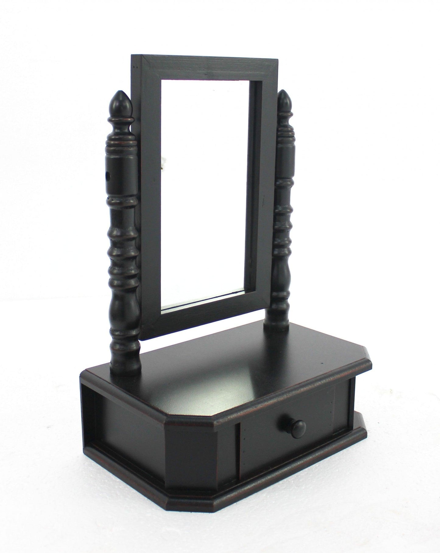 8.5 x 14 x 20 Black Traditional Drawer Table Mirror - AFS