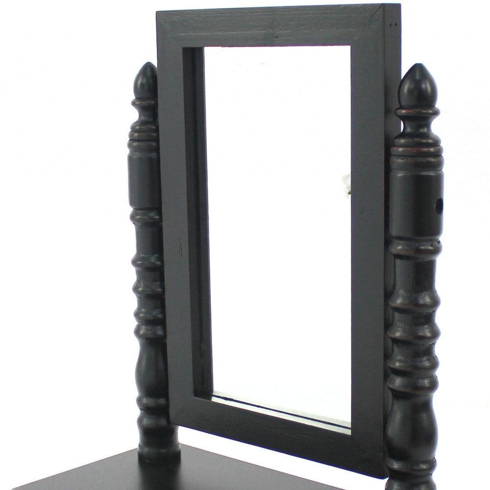 8.5 x 14 x 20 Black Traditional Drawer Table Mirror - AFS