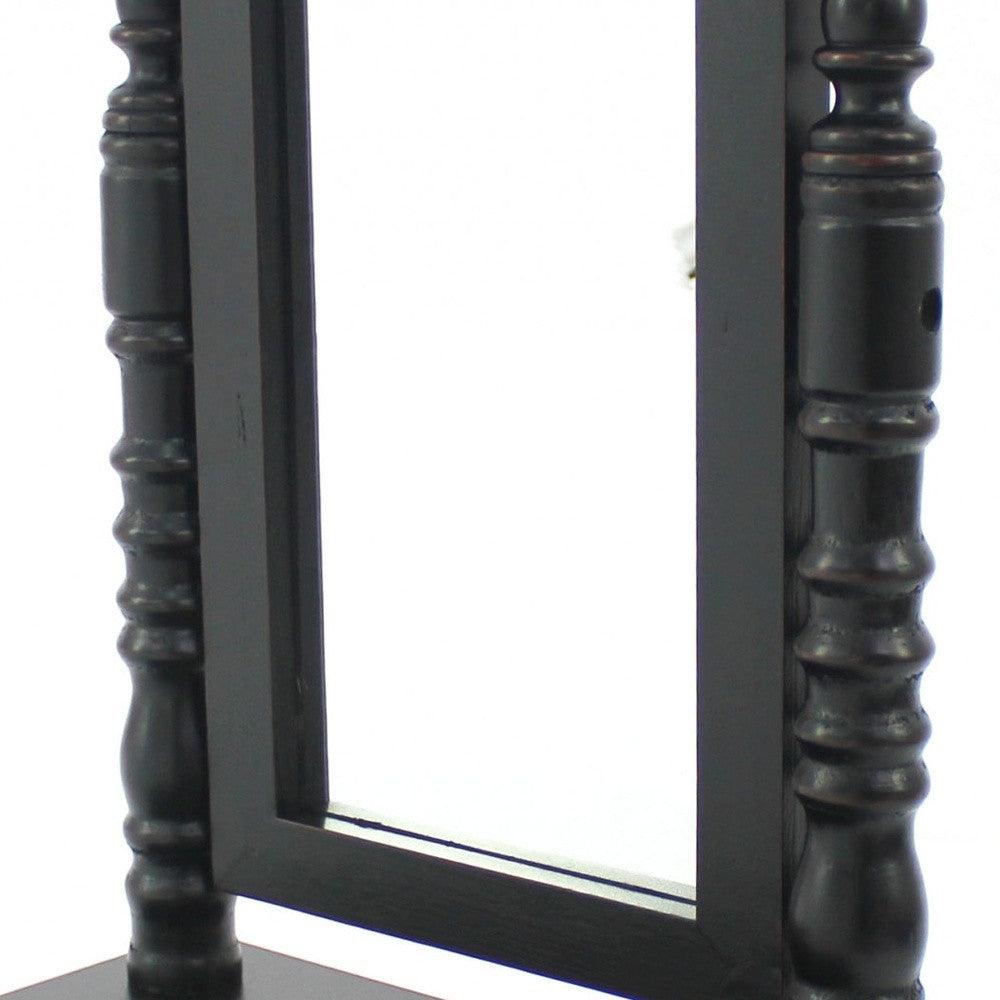 8.5 x 14 x 20 Black Traditional Drawer Table Mirror - AFS