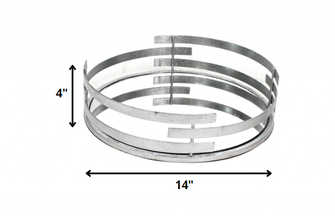 14 x 14 x 4 Silver Minimalist Line Mirror Tray - AFS