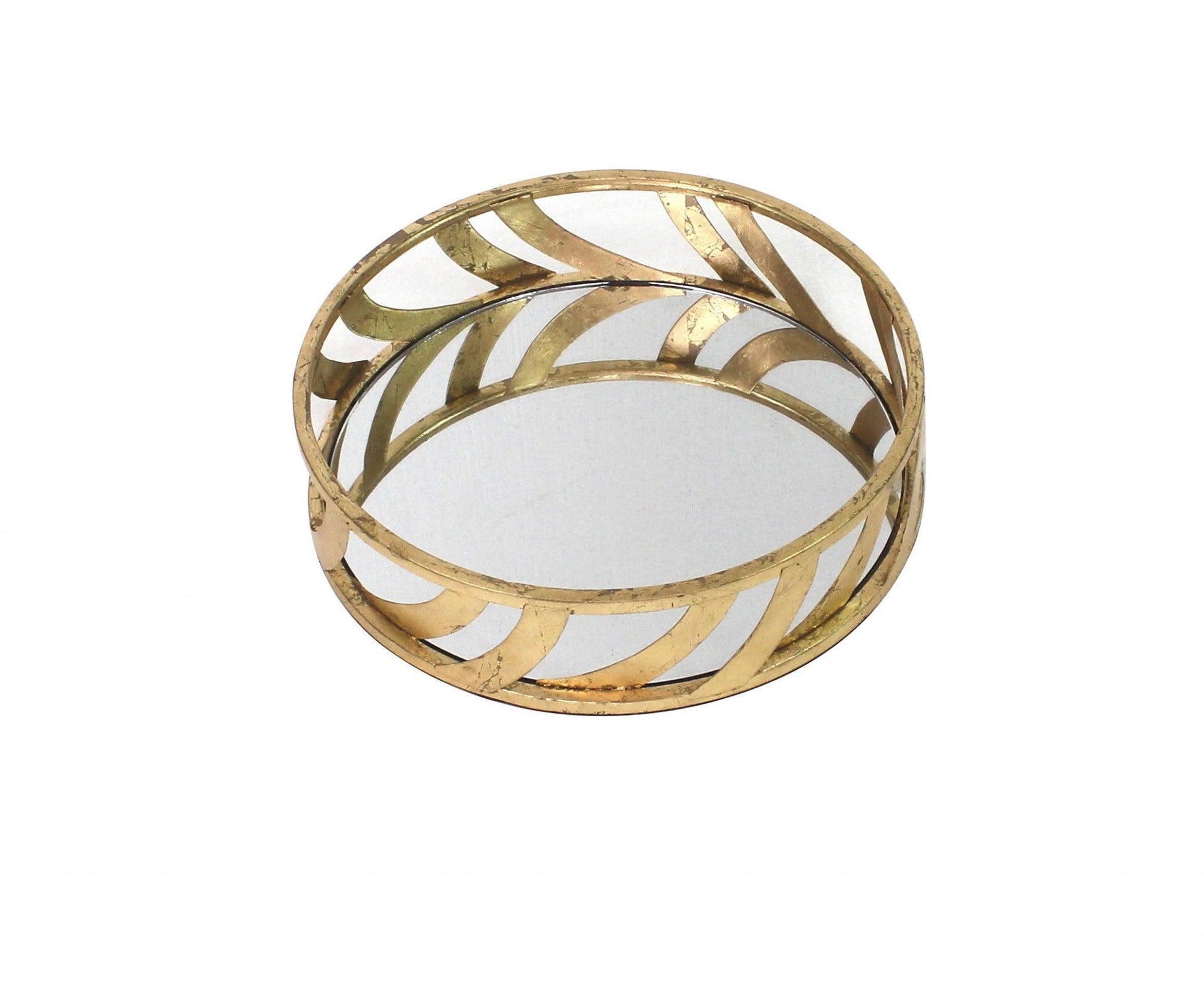 14 x 14 x 4 Gold Streamline Mirror Tray - AFS