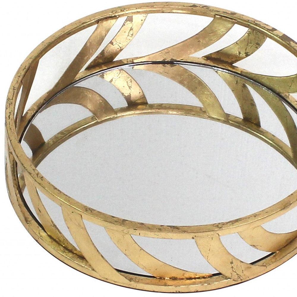 14 x 14 x 4 Gold Streamline Mirror Tray - AFS