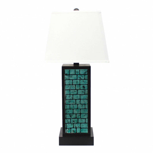 13 x 15 x 30.75 Black Metal With Teal Brick Pattern - Table Lamp - AFS