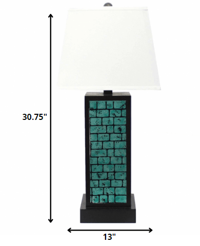 13 x 15 x 30.75 Black Metal With Teal Brick Pattern - Table Lamp - AFS