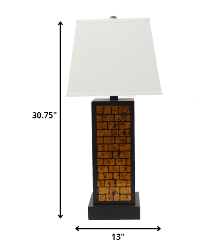 13 x 15 x 30.75 Black Metal With Yellow Brick Pattern - Table Lamp - AFS