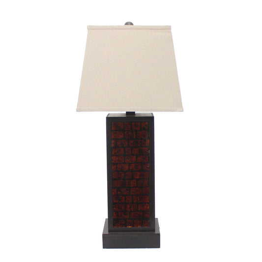 13 x 15 x 30.75 Burgundy Metal Brick Pattern - Table Lamp - AFS