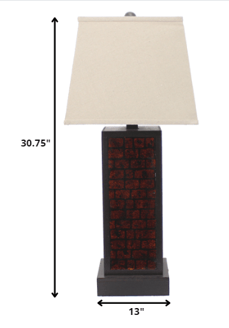 13 x 15 x 30.75 Burgundy Metal Brick Pattern - Table Lamp - AFS