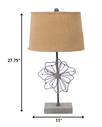 11 x 15 x 27.75 Tan Country Cottage with Blooming Flower Pedestal - Table Lamp - AFS