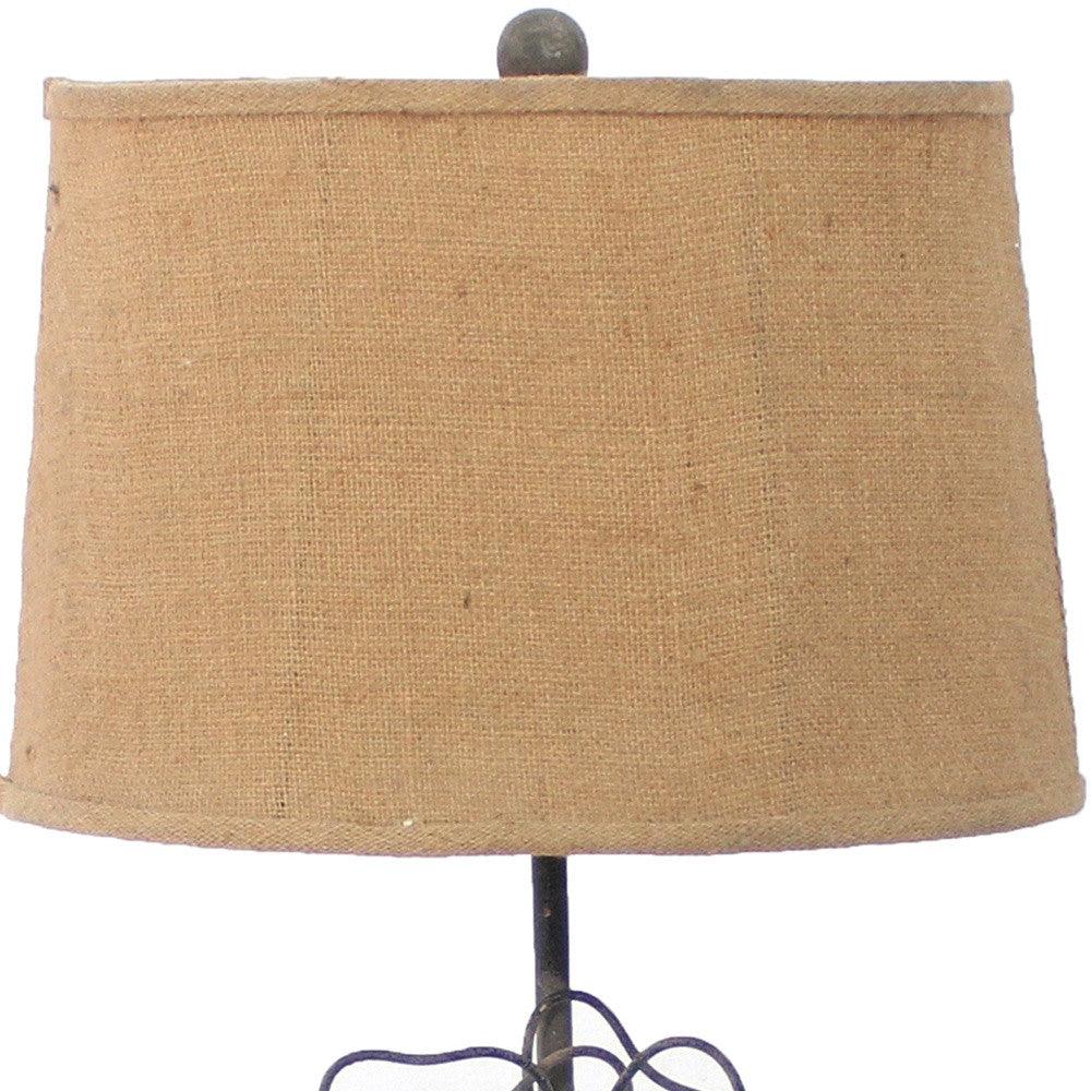 11 x 15 x 27.75 Tan Country Cottage with Blooming Flower Pedestal - Table Lamp - AFS