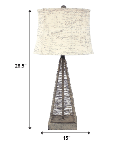 15 x 13 x 28.5 Tan Industrial Metal With Gentle Linen Shade - Table Lamp - AFS