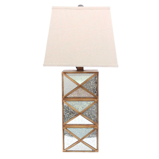 6.25 x 6.75 x 27.5 Gold Modern Illusionary Mirrored Base - Table Lamp - AFS