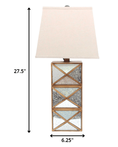 6.25 x 6.75 x 27.5 Gold Modern Illusionary Mirrored Base - Table Lamp - AFS