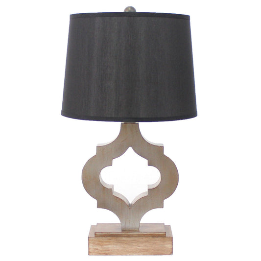 12 x 14 x 25.25 Black Traditional Wooden Linen Shade - Table Lamp - AFS