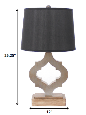 12 x 14 x 25.25 Black Traditional Wooden Linen Shade - Table Lamp - AFS