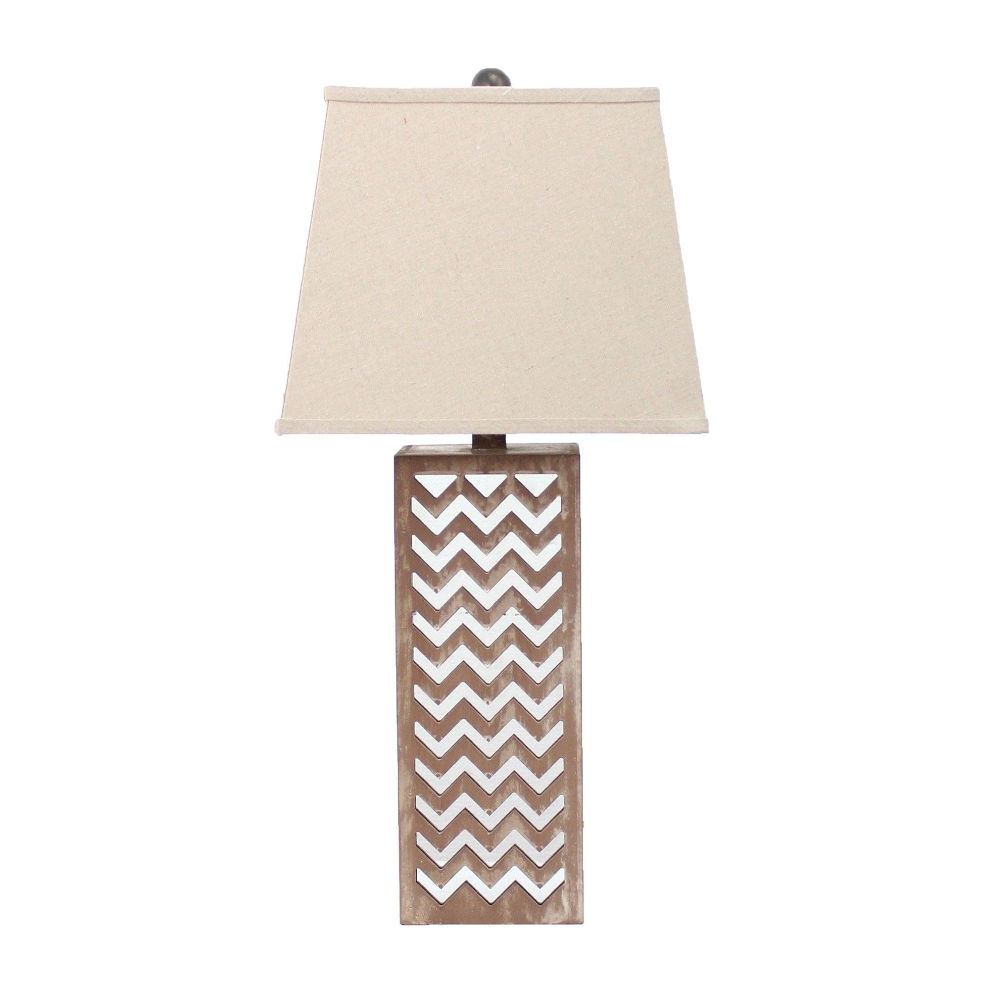 6 x 6 x 27.5 Tan Metal Mirror - Table Lamp - AFS