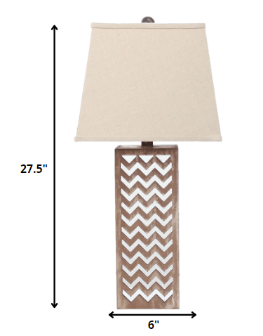 6 x 6 x 27.5 Tan Metal Mirror - Table Lamp - AFS