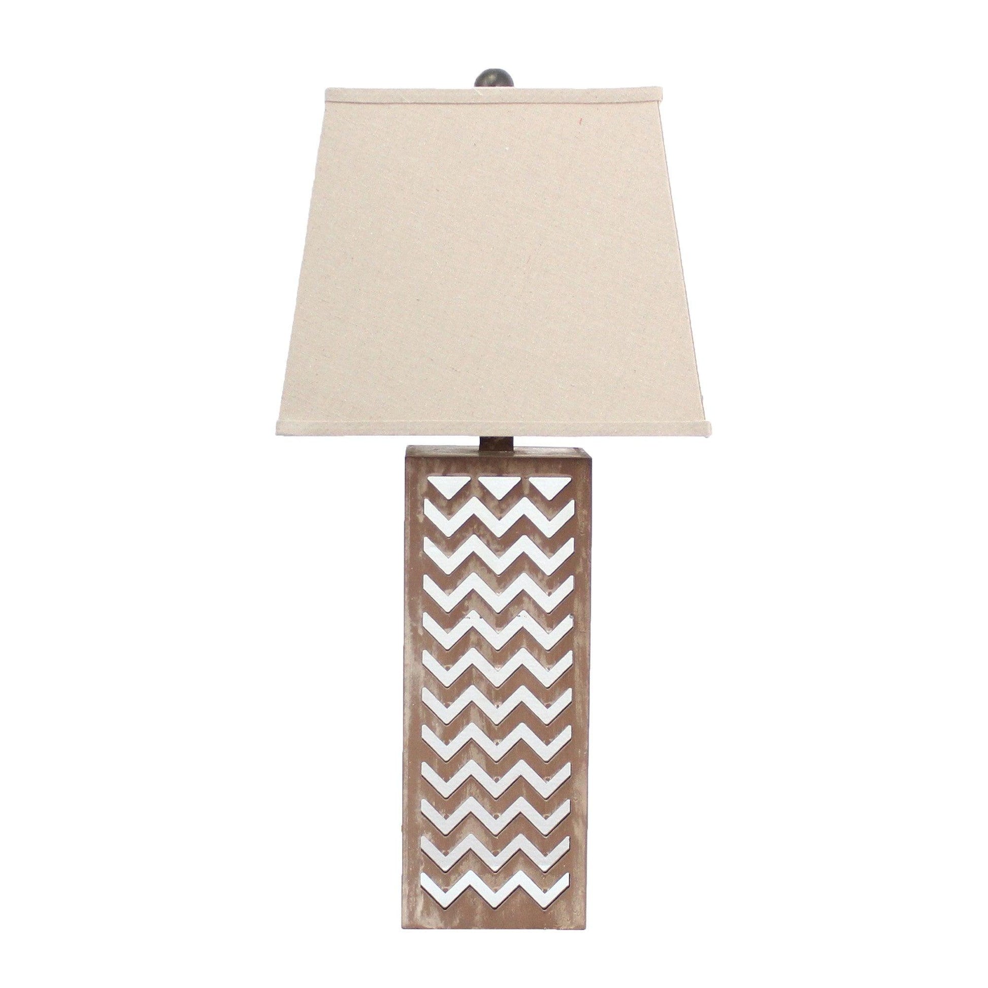 6 x 6 x 27.5 Tan Metal Mirror - Table Lamp - AFS