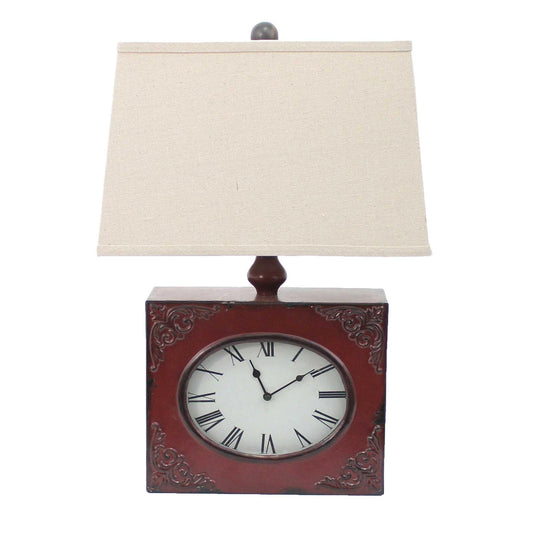 7 x 7 x 22 Red Vintage Metal Clock Base - Table Lamp - AFS