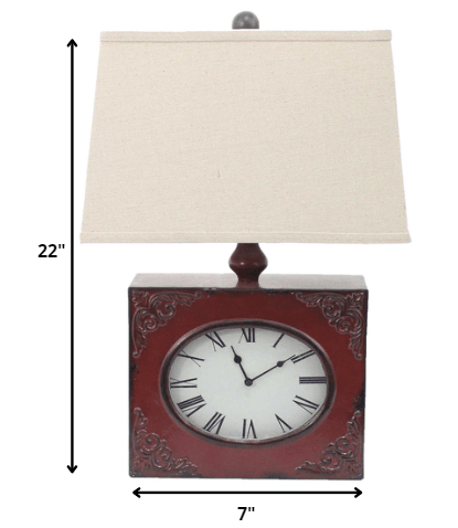 7 x 7 x 22 Red Vintage Metal Clock Base - Table Lamp - AFS