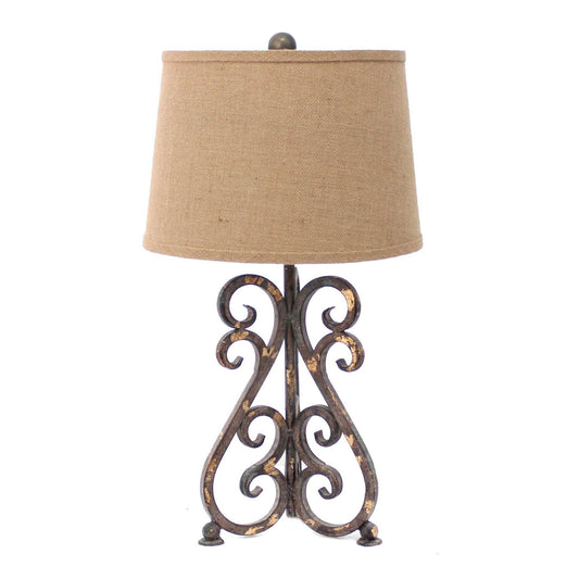 13 x 11 x 23.75 Bronze Vintage Metal Khaki Linen Shade - Table Lamp - AFS