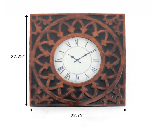 22.75 x 22.75 x 2 Bronze Vintage Metal - Wall Clock - AFS