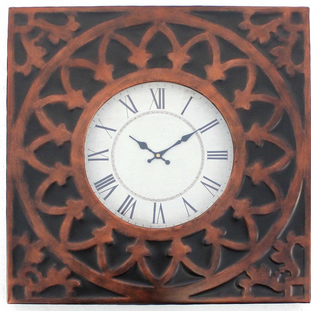 22.75 x 22.75 x 2 Bronze Vintage Metal - Wall Clock - AFS