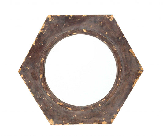 23.5 x 27 x 3.5 Bronze Vintage Round Hexagon Frame - Cosmetic Mirror - AFS