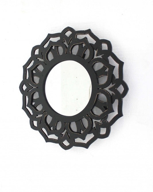 23.75 x 23.75 Black Traditional Lotus - Wall Mirror - AFS