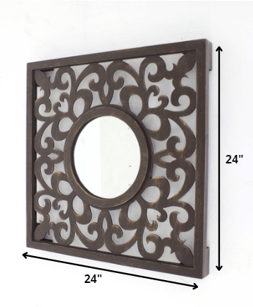 24 x 24 Brown Vintage - Wall Mirror - AFS