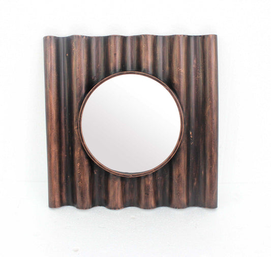 24 x 24 x 3 Bronze Panpipe-Like Wooden Cosmetic - Mirror - AFS