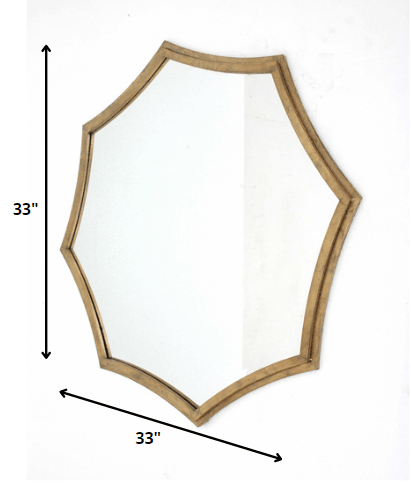 33 x 33 x 1 Gold Curved Hexagon Frame Cosmetic Mirror - AFS