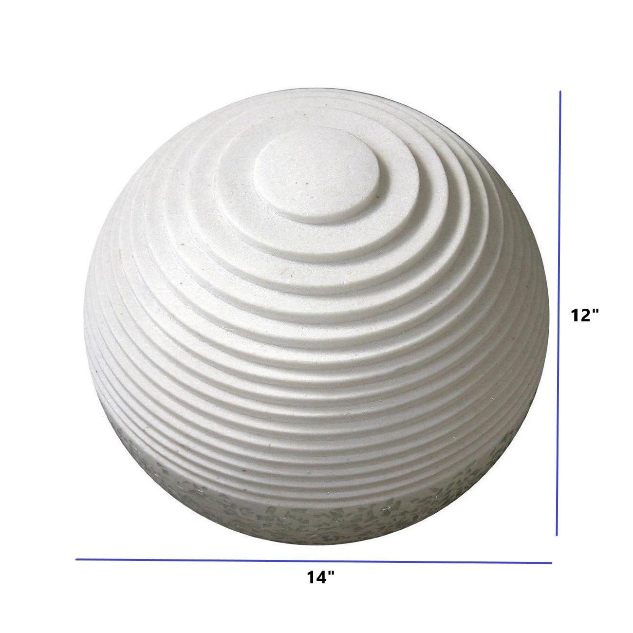 1 x 14 x 12 White Round With Lines And Light - Outdoor Ball - AFS