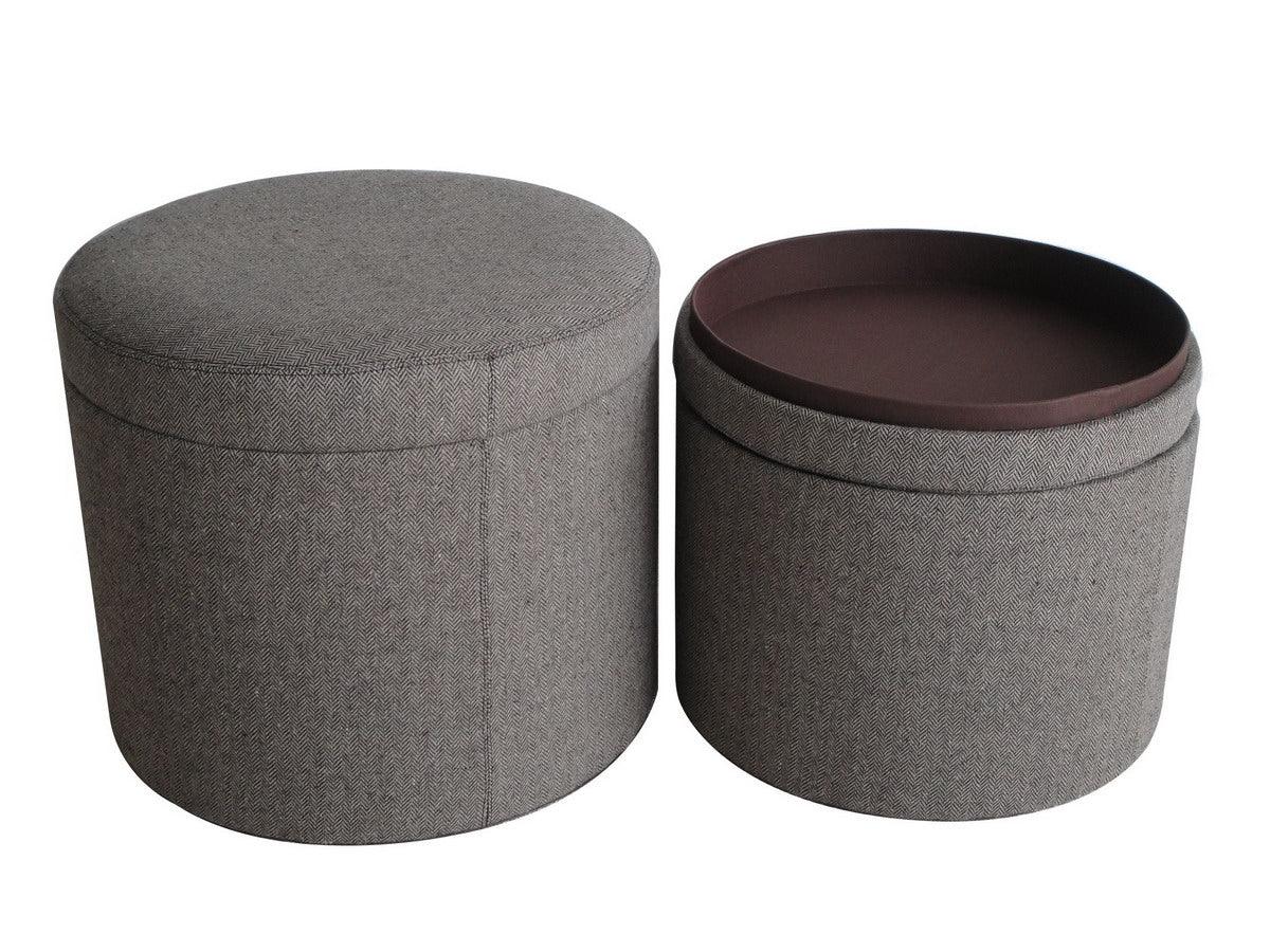 1 x 19 x 19 Gray Tweed Storage Ottoman - AFS